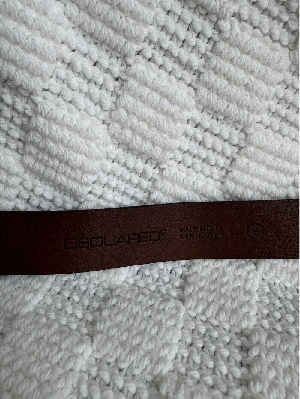 DSQUARED2 Brown Leather Belt Palm Tree Metal Buckle Size L NEW